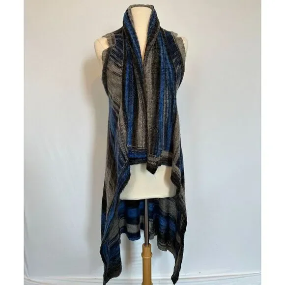 Anthropologie Moth Boho Bohemian Blue Gray Ombre Long Cardigan Size M/L - Picture 5 of 7